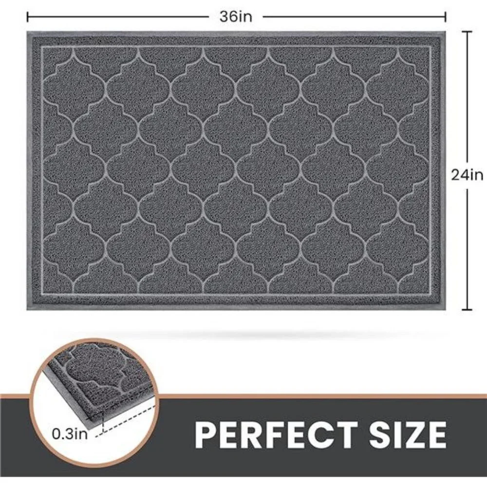 Door Mat Large 24x36 Inch Indoor Outdoor Doormat, Non-Slip, Grey